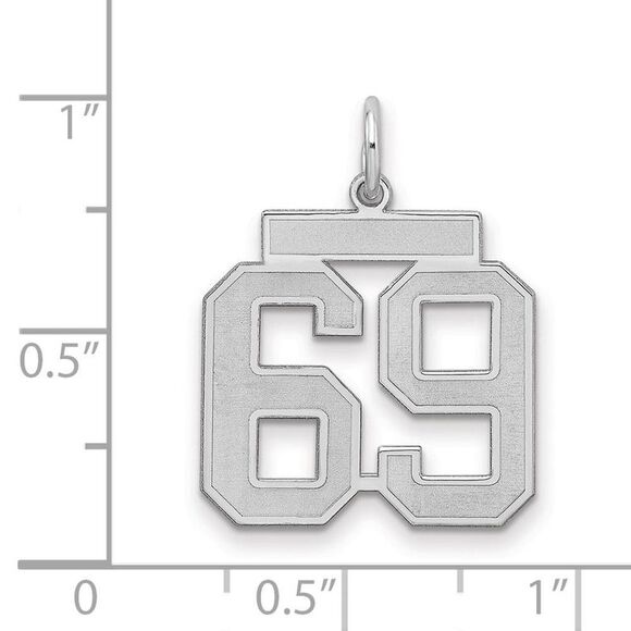 Sterling Silver, Jersey Collection, Medium Number 69 Pendant - Picture 2 of 4